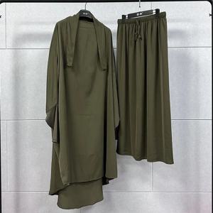라마단 아바야스 세트 무슬림 여성 히잡 원피스 기도복, 아바야 롱 키마르 아랍 가운, 이슬람 옷 로브, 2 종 세트