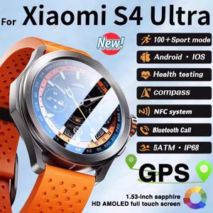 스마트워치 남성용 S4 울트라 AMOLED 아웃도어 스포츠 NFC GPS 트랙 심박수 방수 블루투스 통화 스마트워치 2025 신제품