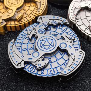 7-in-1 핑거팁 자이로 룰렛 DND 주사위, 멋진 회전 게임 핑거팁 자이로, 롤플레잉 게임용 선물 상자가 포함된 금속 주사위 세트