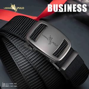 1PC 남자 비즈니스 럭셔리 브랜드 품질 캔버스 벨트 블랙 자동 버클 벨트 캐주얼 간단한 야생 스타일 유행 청바지 벨트