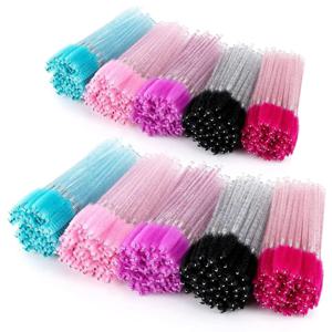 100Pcs 마스카라 완드 속눈썹 연장 일회용 눈썹 브러쉬 애플리케이터 스풀러 눈 속눈썹 화장품 브러쉬 세트 메이크업 도구
