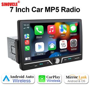 Hippcron 자동차 라디오 1 Din 무선 안드로이드 자동 Carplay MP5 스테레오 7 