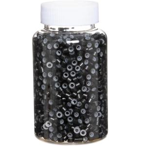 1000pcs 헤어 익스텐션 마이크로 링 링크 비즈, 인간 헤어 익스텐션 도구 용 5mm 실리콘 라이닝 비즈-다크 브라운