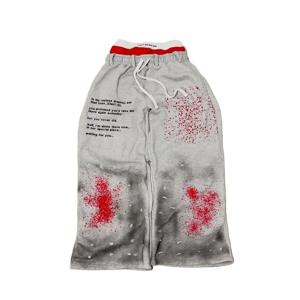 하라주쿠 스트리트 더러운 스타일 패션 더블 허리 바지 남성 여성 하이 웨이스트 조깅 Drawstring 스웨트 팬츠 루즈 카고 바지