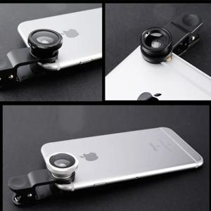 iPhone 용 3in1 Fisheye 광각 마이크로 카메라 렌즈 Xiaomi Redmi 3IN1 줌 피쉬 아이 렌즈 (전화 클립이있는 스마트 폰 렌즈)