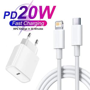 PD 20W 고속 충전기 iPhone 14 13 12 11 Pro Max Mini 7 8 Plus XR 유형 C 케이블 고속 충전 날짜 코드 전화 액세서리