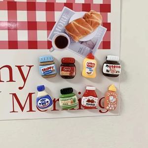 만화 미니 음식 장난감 조미료 병 냉장고 스티커 크리 에이 티브 주방 장식 자석 스티커