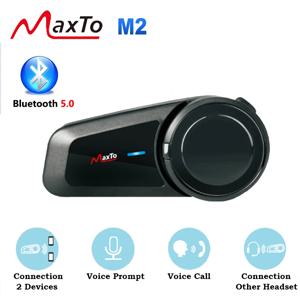Maxto M2 오토바이 헬멧 블루투스 헤드셋 5.0 6인용 인터콤 거리 1000M IPX6 방수 음성 통화 소음 감소