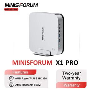 MINISFORUM AI X1 Pro 미니 PC AMD Ryzen AI 9 HX 370 DDR5 96GB 2TB WiFi 7 Copilot AI 135W 어댑터 듀얼 2.5G LAN 사무용 PC 게임