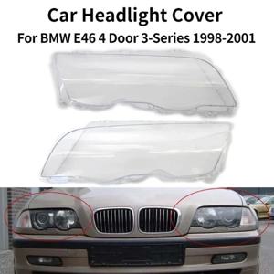 BMW E46 4 도어 3 시리즈 용 페어 카 헤드 라이트 커버 1998 1999 2000 2001 전등 갓 밝은 쉘 헤드 램프 렌즈 커버