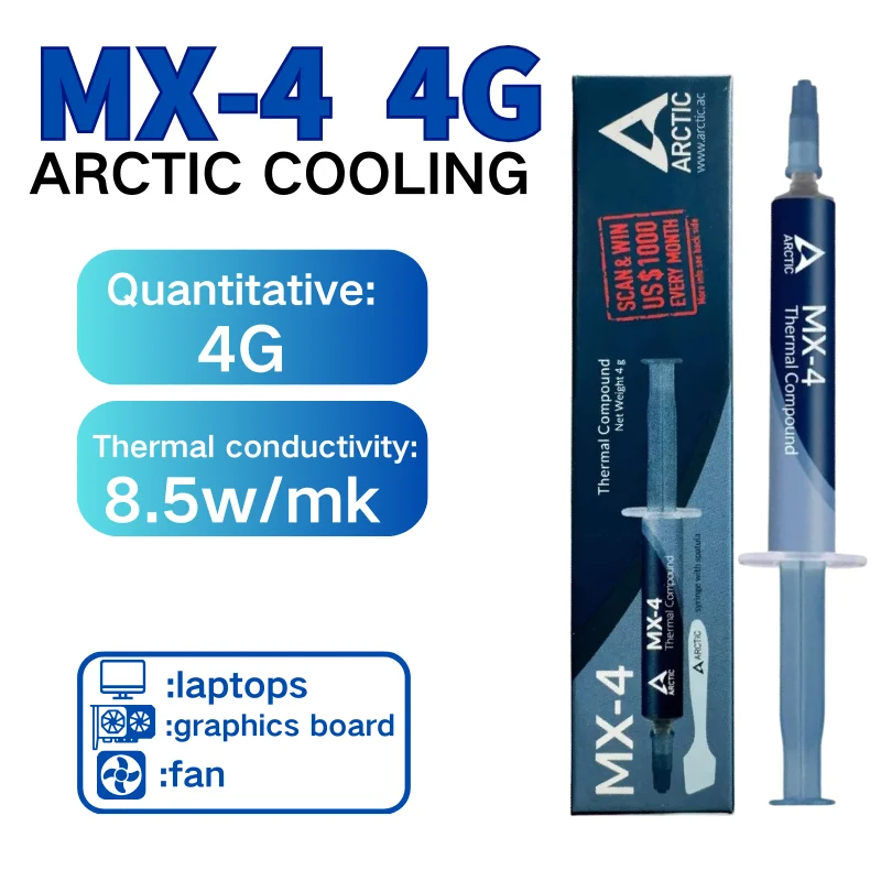 MX4 열 페이스트 프로세서 MX-4 4g 8.5W/M-k CPU GPU 프린터 방열판 냉각 냉각기 열 그리스 화합물 실리콘
