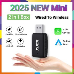 새로운 무선 CarPlay 안드로이드 자동 어댑터 2in1 스마트 미니 박스 USB 플러그 앤 플레이 블루투스 WiFi 빠른 연결 범용 Carplay Box