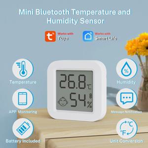 Tuya 스마트 습도 온도 센서 미니 LCD 화면 Bluetooth 호환 APP 원격 모니터링 홈 오토메이션 지원 Alexa