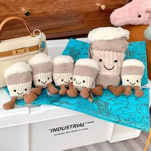 2025 젤리 고양이 15cm 재미 커피 컵 해바라기 귀여운 펜던트 장식 동반 컵 가방 매달려 장식 키 체인 귀여운 선물