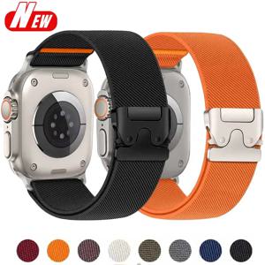 Apple Watch Ultra 2 밴드 용 나일론 스트랩 49mm 10 9 8 7 45mm 41mm 44mm 46mm 42mm IWatch 시리즈 6 SE 용 땋은 탄성 팔찌