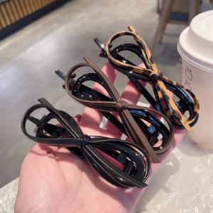 새로운 한국어 트위스트 헤어 클립 여자를위한 인공 가죽 머리 Bowknot 머리핀 여자 빈티지 헤어 그립 우아한 헤어 액세서리