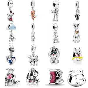 Miniso 디즈니 시리즈 참 실버 925 오리지널 맞춤 팔찌 Eeyore Piglet Tigger Pinocchio Tramp Beads 여성용 쥬얼리 참