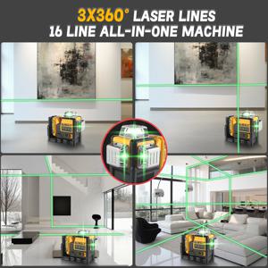 Dewalt DW089LG 3면 * 360도 수직 12V 리튬 배터리 12 라인 레이저 레벨 수평 녹색 미터 야외 베어 기계