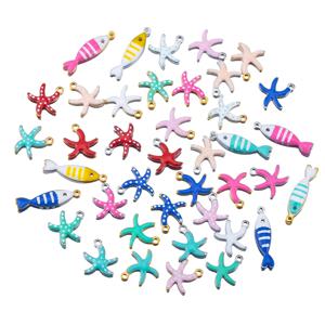 20pcs 스테인레스 스틸 작은 불가사리 물고기 에나멜 펜던트 DIY 쥬얼리 액세서리 결과 만들기 오션 목걸이 귀걸이