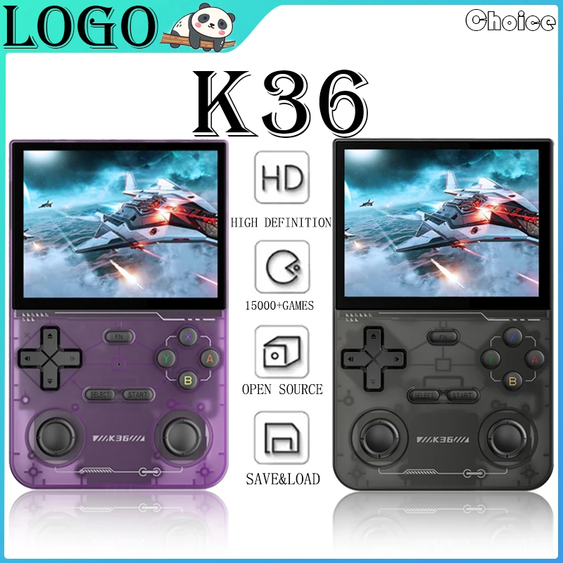 새로운 K36 레트로 휴대용 게임 콘솔 Linux 시스템 휴대용 비디오 콘솔 3.5 인치 IPS 스크린 포켓 휴대용 128G 게임 플레이어 ﻿