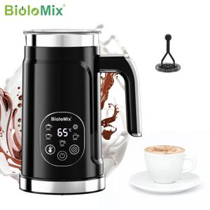 업그레이드된 LED 디스플레이 터치 스크린을 갖춘 BioloMix 5-in-1 우유 거품기 - 커피 라떼용 뜨겁고 차가운 거품 제조기 우유 워머