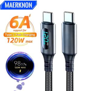 USB C-USB C 케이블 120W 6A 초고속 충전 유형 C 전화 충전기 데이터 코드 Samsung Xiaomi Redmi Huawei 빠른 충전 케이블