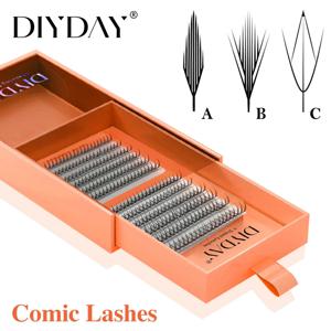 DIYDAY Comic Spire 속눈썹 연장 Premade 만화 가짜 속눈썹 메이크업 도구를위한 슈퍼 소프트 라이트 깃털 느낌 애니메이션 속눈썹