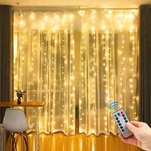 LED 커튼 문자열 조명 크리스마스 갈 랜드 장식 요정 빛 8 모드 USB 원격 제어 웨딩 홀리데이 파티 침실 홈