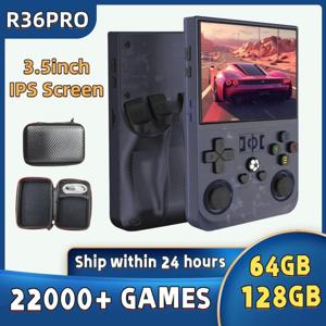 오픈 소스 R36 PRO 레트로 핸드 헬드 비디오 게임 콘솔 Linux 시스템 3.5 인치 IPS 스크린 휴대용 포켓 비디오 플레이어 128GB 게임