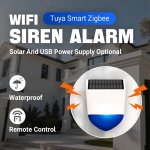 Tuya 스마트 Zigbee/Wifi 사이렌 알람 방수 야외 태양열/USB 전원, 95dB 시끄러운, 원격 제어 무선 App 제어 ​ ​