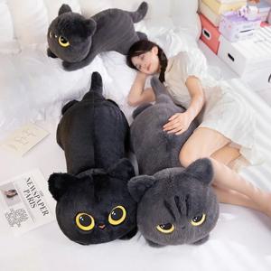 50cm kawaii 검은 고양이 플러시 장난감 인형 귀여운 큰 귀여워 베개 쿠션 Ins 검은 고양이 플러시 장난감 인형 소년 소녀 Brithday 선물