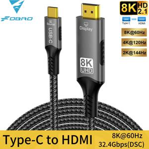 8k@60hz USB C-HDMI 케이블 4k@120hz 유형 C-HDMI 2.1 Thunderbolt 4 호환 HDTV 케이블(PC MacBook Pro HUAWEI용)