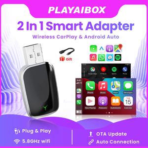 2 in 1 스마트 동글 AI 박스 미니 어댑터 무선 Carplay 및 Android Auto에 유선 99% 자동차 플러그 앤 플레이 WiFi와 호환 가능