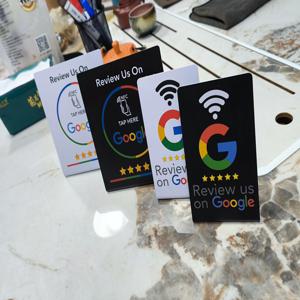 프로그래밍 가능 13.56Mhz 구글 리뷰 카드 NFC 스테이션 테이블 스탠드 - 브랜드 홍보용 디스플레이 벤딩 카드 홀더
