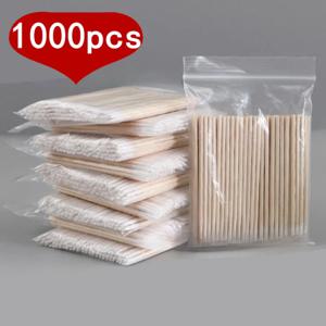 500/1000PCS 나무 면봉 속눈썹 연장 귀 관리 청소 나무 스틱 화장품 면봉 버드 마이크로 브러쉬 메이크업 도구