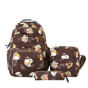 여자를위한 Capybara 학교 가방 초등학교 Schoolbag 만화 학교 배낭 세트 배낭 Bagpack 어린이 귀여운 어린이 책 가방