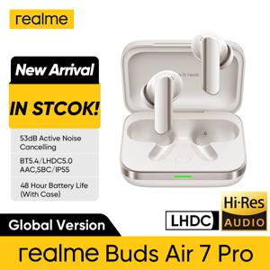 글로벌 버전 realme Buds Air 7 Pro 53dB 능동형 소음 차단 진정한 무선 이어폰 48시간 배터리 Bluetooth 5.4 헤드폰