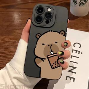 귀여운 카피바라 만화 캐릭터 아이폰 16 15 14 13 12 11Pro Max 7 8 Plus XR XS X 13 12 15Pro 무광 부드러운 실리콘 TPU 케이스