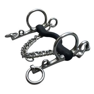 말 제품 롱 펠햄 비트, 스테인레스 스틸 포장, 블랙 고무 승마, 5 1/4 인치