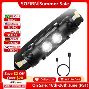 USB 충전식 LED 헤드램프, H25S, 18650 배터리, 강력한 헤드라이트, 1200 루멘, SST40