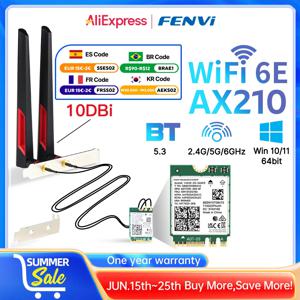 인텔 AX210 802.11ax Wi-Fi 6E 카드용 5374Mbps Bluetooth 5.3 MU-MIMO AX210NGW 데스크탑 키트 2.4G/5G/6Ghz WiFi 어댑터 Win 10/11