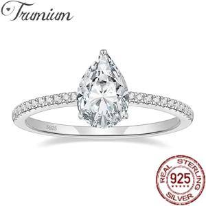 Trumium 2 CT 925 스털링 실버 약혼 반지 보석 큐빅 지르코니아 웨딩 약속 반지 여성을위한 파인 쥬얼리 선물