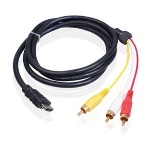 1.8m 검정색 HDMI 호환 남성 - 3 RCA 오디오 비디오 컴포넌트 AV 비디오 케이블 케이블 변환 컴포넌트