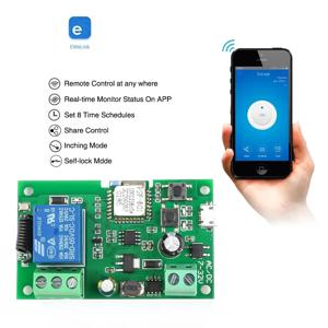 스마트 스위치 Ewelink 1CH RF 12V 24V 7-32V AC DC Wifi 스위치 차고 문 게이트 원격 제어를 위해 Alexa Google 홈과 함께 작동