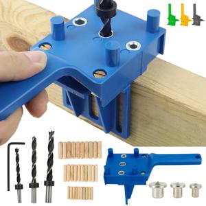 빠른 목재 Doweling Jig 플라스틱 ABS 핸드 헬드 포켓 홀 지그 시스템 목공 Dowel 조인트 용 6/8/10mm 드릴 비트 홀 펀처
