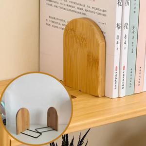 1pc 간단한 나무 북 엔드 홀더 데스크탑 주최자 사무실 책 스탠드 잡지 폴더 스토리지 데스크 선반 편지지 학교 용품