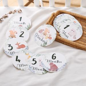 16pc 나무 아기 달 마일스톤 카드 종이 기록 카드 신생아 생일 선물 기념품 아기 사진 사진 액세서리