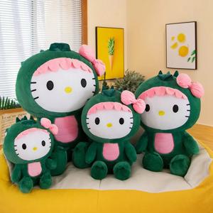 Sanrio 헬로 키티 공룡 플러시 장난감 35CM Kawaii 만화 인형 방 장식 잠자는 베개 어린이 생일 선물 완구