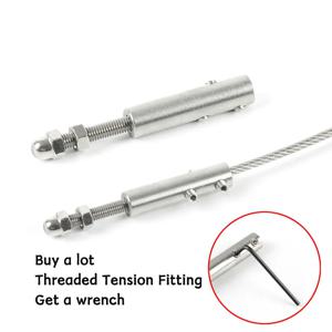 스테인리스 304 나사 스터드 텐션 엔드 피팅 토글 앵커 터미널, 1-8mm 와이어 로프 케이블 난간용 육각 볼트 포함, 2 개