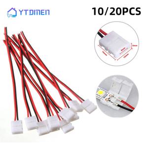 10/20pcs 많은 납땜 없음 2 핀 Led 스트립 커넥터 2835/5050 Led 스트립 와이어 PCB 리본에 대 한 8 Mm 10 Mm 전원 와이어 커넥터